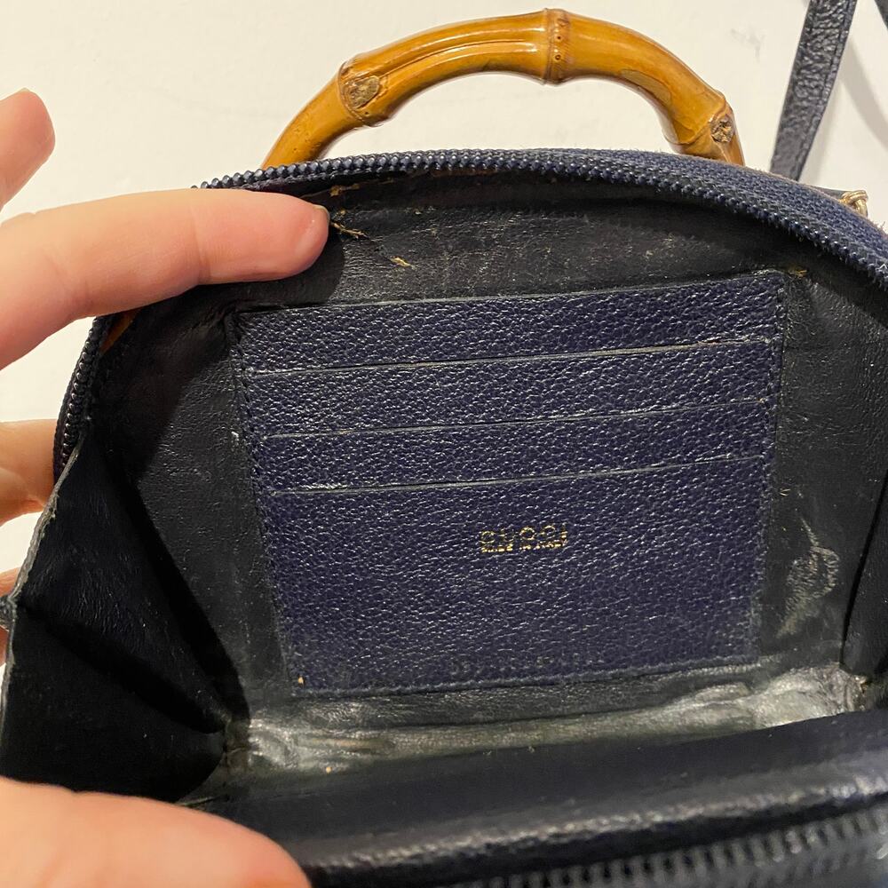 Gucci GG Bamboo Wallet Strap Suede Mini Micro Handbag Blue Vintage Bag Tom Ford - Picture 7 of 13